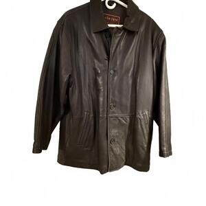 COUTURE BY J PARK Genuine Lamb Leather Chocolate Brown Men's Coat Vintage  Sz M